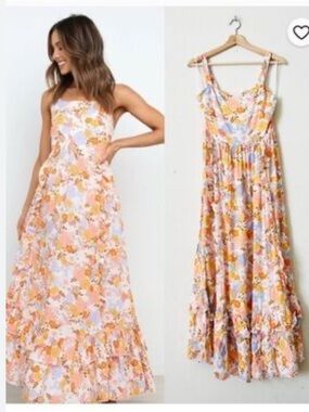 Abel the Label Floral Maxi Sundress in Peach & Lavender